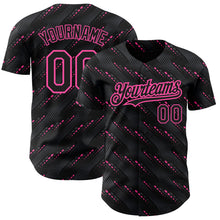 Загрузить изображение в средство просмотра галереи, Custom Black Pink 3D Pattern Design Slant Lines Authentic Baseball Jersey