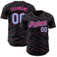 Загрузить изображение в средство просмотра галереи, Custom Black Light Blue-Pink 3D Pattern Design Slant Lines Authentic Baseball Jersey