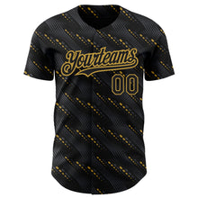 Загрузить изображение в средство просмотра галереи, Custom Black Old Gold 3D Pattern Design Slant Lines Authentic Baseball Jersey