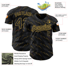 Загрузить изображение в средство просмотра галереи, Custom Black Old Gold 3D Pattern Design Slant Lines Authentic Baseball Jersey