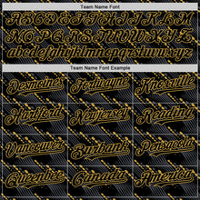 Загрузить изображение в средство просмотра галереи, Custom Black Old Gold 3D Pattern Design Slant Lines Authentic Baseball Jersey