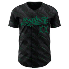 Загрузить изображение в средство просмотра галереи, Custom Black Kelly Green 3D Pattern Design Slant Lines Authentic Baseball Jersey
