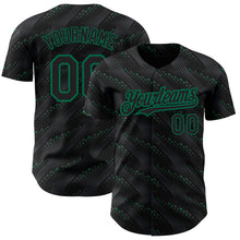 Загрузить изображение в средство просмотра галереи, Custom Black Kelly Green 3D Pattern Design Slant Lines Authentic Baseball Jersey