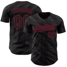 Загрузить изображение в средство просмотра галереи, Custom Black Crimson 3D Pattern Design Slant Lines Authentic Baseball Jersey