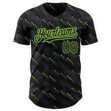 Загрузить изображение в средство просмотра галереи, Custom Black Neon Green 3D Pattern Design Slant Lines Authentic Baseball Jersey