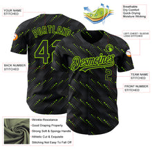 Загрузить изображение в средство просмотра галереи, Custom Black Neon Green 3D Pattern Design Slant Lines Authentic Baseball Jersey