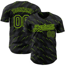 Загрузить изображение в средство просмотра галереи, Custom Black Neon Green 3D Pattern Design Slant Lines Authentic Baseball Jersey