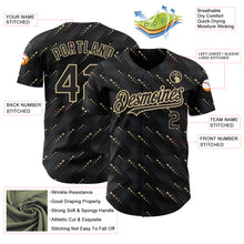 Загрузить изображение в средство просмотра галереи, Custom Black Vegas Gold 3D Pattern Design Slant Lines Authentic Baseball Jersey