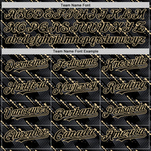 Загрузить изображение в средство просмотра галереи, Custom Black Vegas Gold 3D Pattern Design Slant Lines Authentic Baseball Jersey