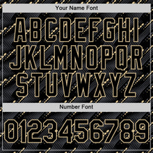 Загрузить изображение в средство просмотра галереи, Custom Black Vegas Gold 3D Pattern Design Slant Lines Authentic Baseball Jersey