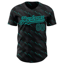 Загрузить изображение в средство просмотра галереи, Custom Black Aqua 3D Pattern Design Slant Lines Authentic Baseball Jersey