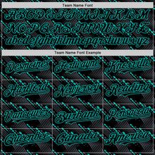 Загрузить изображение в средство просмотра галереи, Custom Black Aqua 3D Pattern Design Slant Lines Authentic Baseball Jersey