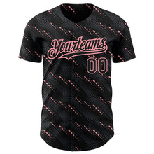 Загрузить изображение в средство просмотра галереи, Custom Black Medium Pink 3D Pattern Design Slant Lines Authentic Baseball Jersey