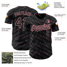 Загрузить изображение в средство просмотра галереи, Custom Black Medium Pink 3D Pattern Design Slant Lines Authentic Baseball Jersey
