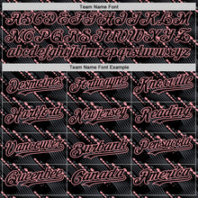 Загрузить изображение в средство просмотра галереи, Custom Black Medium Pink 3D Pattern Design Slant Lines Authentic Baseball Jersey