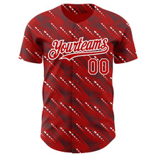 Загрузить изображение в средство просмотра галереи, Custom Red White 3D Pattern Design Slant Lines Authentic Baseball Jersey