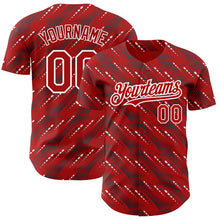 Загрузить изображение в средство просмотра галереи, Custom Red White 3D Pattern Design Slant Lines Authentic Baseball Jersey