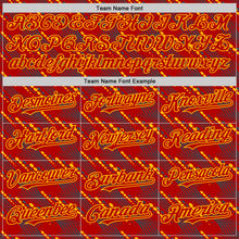 Загрузить изображение в средство просмотра галереи, Custom Red Gold 3D Pattern Design Slant Lines Authentic Baseball Jersey