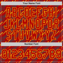 Загрузить изображение в средство просмотра галереи, Custom Red Gold 3D Pattern Design Slant Lines Authentic Baseball Jersey