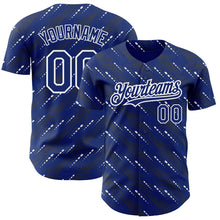 Загрузить изображение в средство просмотра галереи, Custom Royal White 3D Pattern Design Slant Lines Authentic Baseball Jersey