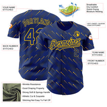 Загрузить изображение в средство просмотра галереи, Custom Royal Yellow 3D Pattern Design Slant Lines Authentic Baseball Jersey