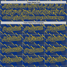 Загрузить изображение в средство просмотра галереи, Custom Royal Yellow 3D Pattern Design Slant Lines Authentic Baseball Jersey
