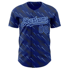 Laden Sie das Bild in den Galerie-Viewer, Custom Royal Light Blue 3D Pattern Design Slant Lines Authentic Baseball Jersey