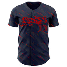Загрузить изображение в средство просмотра галереи, Custom Navy Red 3D Pattern Design Slant Lines Authentic Baseball Jersey