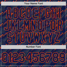 Загрузить изображение в средство просмотра галереи, Custom Navy Orange 3D Pattern Design Slant Lines Authentic Baseball Jersey
