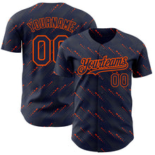 Загрузить изображение в средство просмотра галереи, Custom Navy Orange 3D Pattern Design Slant Lines Authentic Baseball Jersey