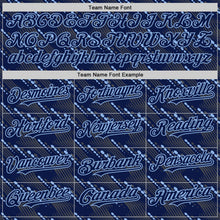 Загрузить изображение в средство просмотра галереи, Custom Navy Light Blue 3D Pattern Design Slant Lines Authentic Baseball Jersey