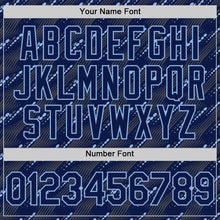 Загрузить изображение в средство просмотра галереи, Custom Navy Light Blue 3D Pattern Design Slant Lines Authentic Baseball Jersey