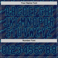 Загрузить изображение в средство просмотра галереи, Custom Navy Teal 3D Pattern Design Slant Lines Authentic Baseball Jersey