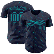 Загрузить изображение в средство просмотра галереи, Custom Navy Teal 3D Pattern Design Slant Lines Authentic Baseball Jersey