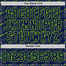 Загрузить изображение в средство просмотра галереи, Custom Navy Neon Green 3D Pattern Design Slant Lines Authentic Baseball Jersey