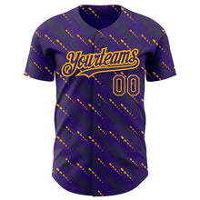 Charger l'image dans la galerie, Custom Purple Gold 3D Pattern Design Slant Lines Authentic Baseball Jersey