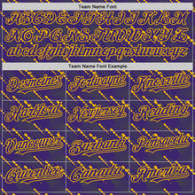 Charger l'image dans la galerie, Custom Purple Gold 3D Pattern Design Slant Lines Authentic Baseball Jersey