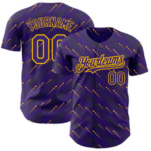 Charger l'image dans la galerie, Custom Purple Gold 3D Pattern Design Slant Lines Authentic Baseball Jersey