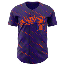 Load image into Gallery viewer, Custom Purple Orange 3D Pattern Design Slant Lines Authentic Baseball Jersey