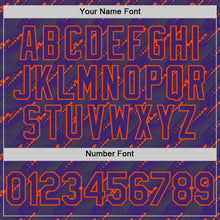 Load image into Gallery viewer, Custom Purple Orange 3D Pattern Design Slant Lines Authentic Baseball Jersey