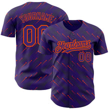 Load image into Gallery viewer, Custom Purple Orange 3D Pattern Design Slant Lines Authentic Baseball Jersey