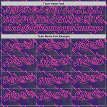 Load image into Gallery viewer, Custom Purple Pink 3D Pattern Design Slant Lines Authentic Baseball Jersey