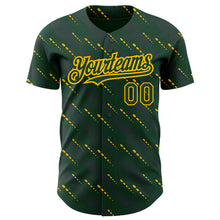 Загрузить изображение в средство просмотра галереи, Custom Green Green-Gold 3D Pattern Design Slant Lines Authentic Baseball Jersey