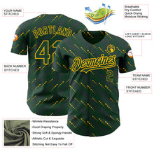 Загрузить изображение в средство просмотра галереи, Custom Green Green-Gold 3D Pattern Design Slant Lines Authentic Baseball Jersey