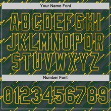 Загрузить изображение в средство просмотра галереи, Custom Green Green-Gold 3D Pattern Design Slant Lines Authentic Baseball Jersey