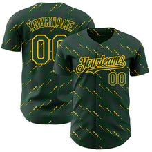 Загрузить изображение в средство просмотра галереи, Custom Green Green-Gold 3D Pattern Design Slant Lines Authentic Baseball Jersey