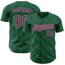 Загрузить изображение в средство просмотра галереи, Custom Kelly Green-Pink 3D Pattern Design Slant Lines Authentic Baseball Jersey
