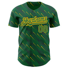 Загрузить изображение в средство просмотра галереи, Custom Kelly Green-Gold 3D Pattern Design Slant Lines Authentic Baseball Jersey