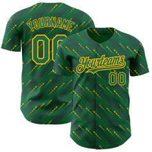 Загрузить изображение в средство просмотра галереи, Custom Kelly Green-Gold 3D Pattern Design Slant Lines Authentic Baseball Jersey