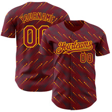 Загрузить изображение в средство просмотра галереи, Custom Crimson Gold 3D Pattern Design Slant Lines Authentic Baseball Jersey